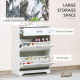 Narrow Shoe Storage with Drawer, 2 Flip Doors and Adjustable Shelves, Shoe Cabinet for 16 Pairs of Shoes, White
