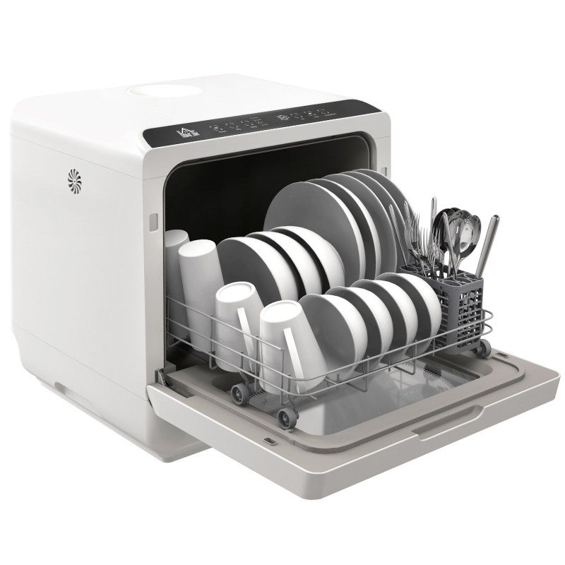 Portable Dishwasher, Counter Dishwasher with 4 Place Settings, 5 Washing Programs, Air-Dry Function, 6L Water Tank