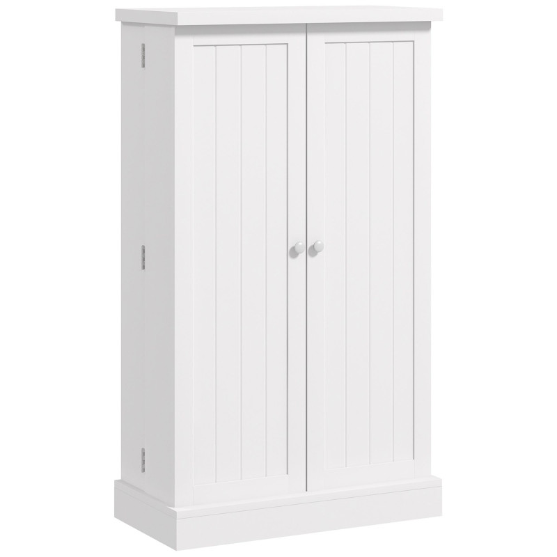 Freestanding Kitchen Pantry Storage Cabinet Kitchen Cabinet with 5-Tier Shelf 12 Spice Racks Adjustable Shelves White