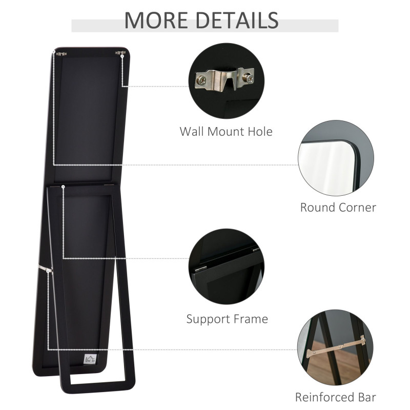 Full Length Mirror for Bedroom, Free Standing Dressing Mirror, Wall Mirror with Wood Frame, 15