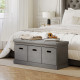Shoe Storage Bench with Seat, Entryway Bench Seat with Cushion, 3 Fabric Drawers for Hallway, Grey