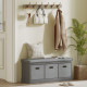 Shoe Storage Bench with Seat, Entryway Bench Seat with Cushion, 3 Fabric Drawers for Hallway, Grey