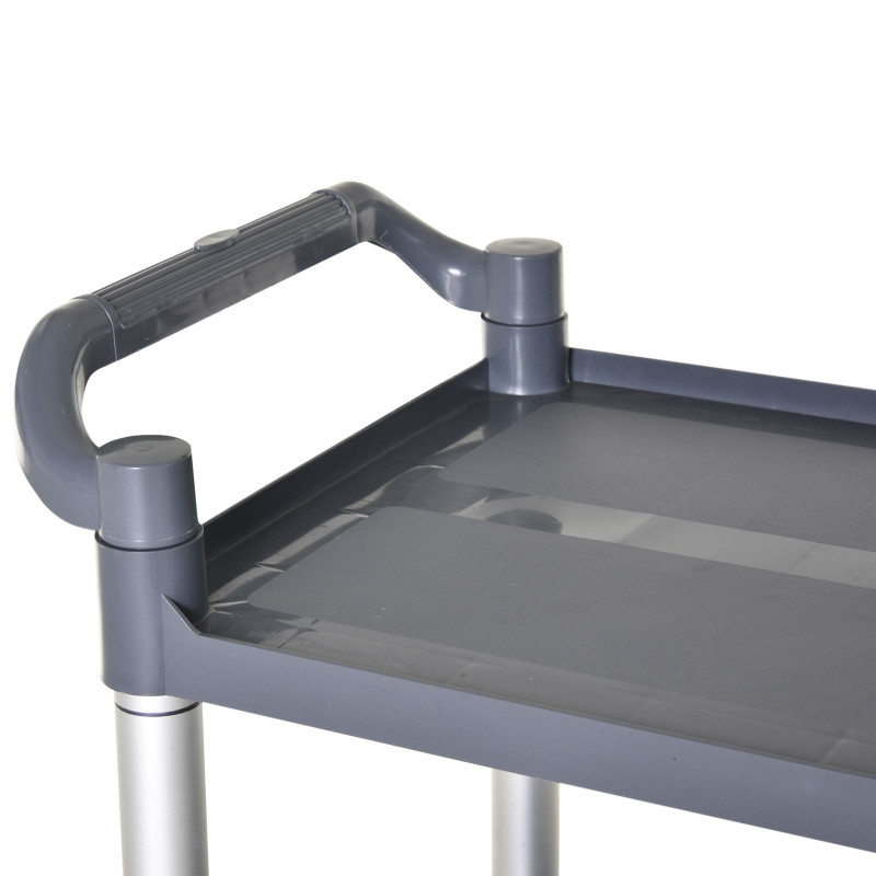 3-Tier Utility Cart Large Rolling Storage Trolley with 3 Shelves Metal Clean Service Cart, Restaurant, Hotel, Livingroom, Silver and Grey