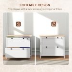 2 Drawer File Cabinet, Lockable Filing Cabinet with Adjustable Hanging Bar for Letter, A4 and Legal Size, White