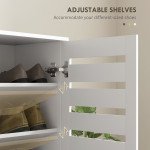 Shoe Storage Cabinet, Shoe Cabinet with 2 Slatted Doors for 15 Pairs of Shoes, White
