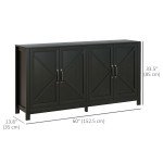 Sideboard Buffet, Storage Cabinet with Barn Door and Adjustable Shelf, TV Stand for TVs up to 65 Inches, Black Oak