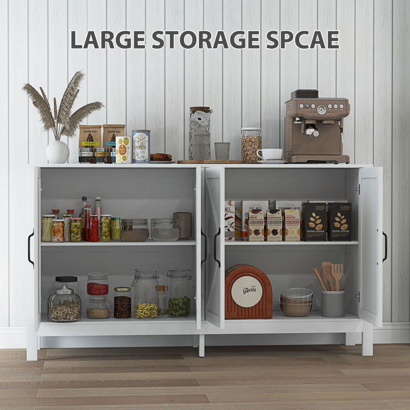 Sideboard Buffet, Storage Cabinet with Barn Door and Adjustable Shelf, TV Stand for TVs up to 65 Inches, White