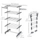 Garment Drying Rack Stainless Steel Folding Clothes Hanging Rack with Side Wings Castors for Indoor Outdoor Grey