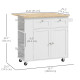 Kitchen Island with Power Outlet and Drop Leaf, Rolling Kitchen Cart with 2 Drawers and Adjustable Shelves, White