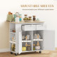 Kitchen Island with Power Outlet and Drop Leaf, Rolling Kitchen Cart with 2 Drawers and Adjustable Shelves, White