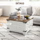 Farmhouse Coffee Table, Square Center Table with Flip-top Lids, Hidden Storage Compartment, White