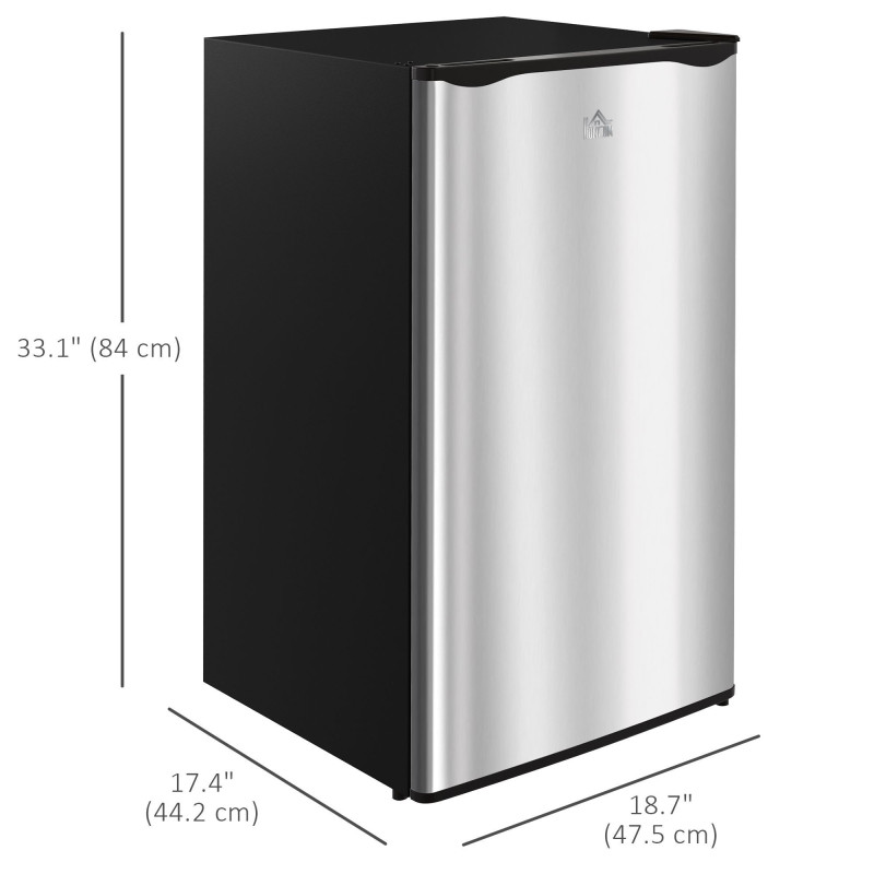 Compact Refrigerator, Mini Fridge with Freezer, Adjustable Shelf, Mechanical Thermostat and Reversible Door, Silver