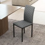 Set of 4 Modern Dining Chairs, Tufted High Back Side Chairs with Upholstered Seat, Steel Legs for Living Room, Kitchen