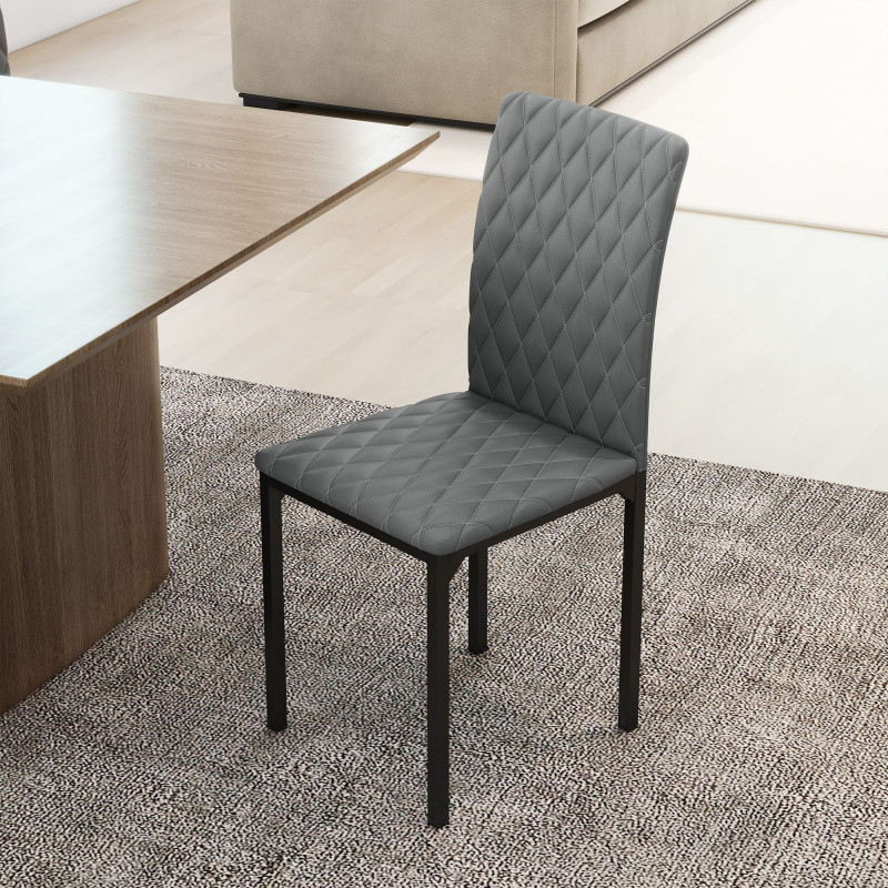 Set of 4 Modern Dining Chairs, Tufted High Back Side Chairs with Upholstered Seat, Steel Legs for Living Room, Kitchen