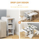 Folding Dining Table with Storage, Drop Leaf Kitchen Table for Small Spaces, White