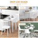 Folding Dining Table, Round Drop Leaf Kitchen Table for Small Spaces with Wood Legs, Distressed White