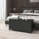 Storage Trunk with 2 Safety Hinges, Modern Entryway Bench with Side Handles, Storage Chest for Living Room, Black