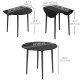 Folding Dining Table, Round Drop Leaf Kitchen Table for Small Spaces with Wood Legs, Distressed Black