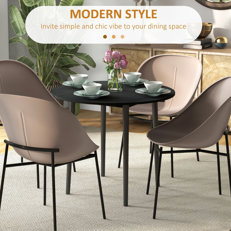 Folding Dining Table, Round Drop Leaf Kitchen Table for Small Spaces with Wood Legs, Distressed Black