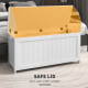 Storage Trunk with 2 Safety Hinges, Modern Entryway Bench with Side Handles, Storage Chest for Living Room, White