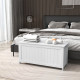 Storage Trunk with 2 Safety Hinges, Modern Entryway Bench with Side Handles, Storage Chest for Living Room, White