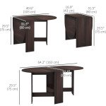 Oval Folding Dining Table, Space Saving Drop Leaf Kitchen Table for Dining Room, Living Room, Distressed Brown