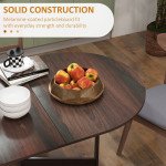 Oval Folding Dining Table, Space Saving Drop Leaf Kitchen Table for Dining Room, Living Room, Distressed Brown