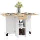 Folding Dining Table, Space Saving Drop Leaf Table with Drawer and Storage Shelves for Kitchen, Dining Room, Oak
