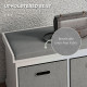Shoe Storage Bench with Seat, Entryway Bench Seat with Cushion, 2 Fabric Drawers for Hallway, White