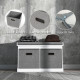 Shoe Storage Bench with Seat, Entryway Bench Seat with Cushion, 2 Fabric Drawers for Hallway, White