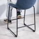 Counter Height Bar Stools Set of 2, Vintage PU Leather Bar Chairs, Kitchen Stools w/ Footrest for Home Bar, Blue