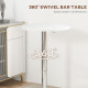 Modern Round Bar Table Adjustment Height Home Pub Bistro Desk Faux Leather Covered Wooden Top Chrome Base White