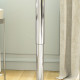 Modern Round Bar Table Adjustment Height Home Pub Bistro Desk Faux Leather Covered Wooden Top Chrome Base White