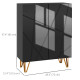 Narrow Shoe Storage Cabinet with Soft-Close Hinges and Adjustable Shelves for 15-20 Pairs of Shoes, High Gloss Black