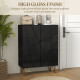 Narrow Shoe Storage Cabinet with Soft-Close Hinges and Adjustable Shelves for 15-20 Pairs of Shoes, High Gloss Black
