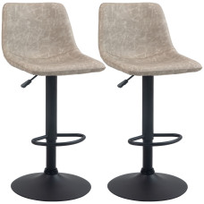 Adjustable Counter Height Bar Stools Set of 2, 360° Swivel Kitchen Counter Stools With Backs, Vintage Leather, Beige