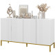 Sideboard Storage Cabinet with Adjustable Shelves, Soft-Close Doors, Kitchen Buffet Cabinet for Dining Room, White