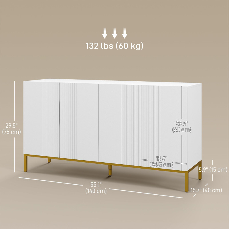 Sideboard Storage Cabinet with Adjustable Shelves, Soft-Close Doors, Kitchen Buffet Cabinet for Dining Room, White