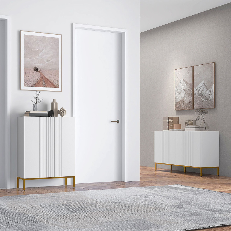 Sideboard Storage Cabinet with Adjustable Shelves, Soft-Close Doors, Kitchen Buffet Cabinet for Dining Room, White
