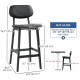 Bar Stools Set of 2, PU Leather Counter Height Barstools, Bar Chairs with Footrest and Solid Wood Legs, Black