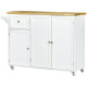 Rolling Kitchen Island with Storage, Utility Kitchen Island Cart with Drawer, Cabinets, Towel Rack and Rubber Wood Top