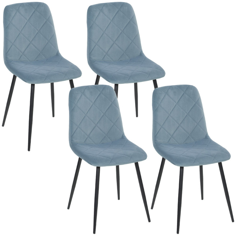 Dining Chairs Set of 4, Upholstered Dining Room Chairs with Steel Legs, Modern Kitchen Chair for Dining Room, Light Blue