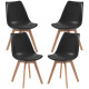 Modern Dining Table Chairs Set of 4, Rubber Wood Kitchen Table Chairs with PU Leather Cushion for Living Room, Bedroom