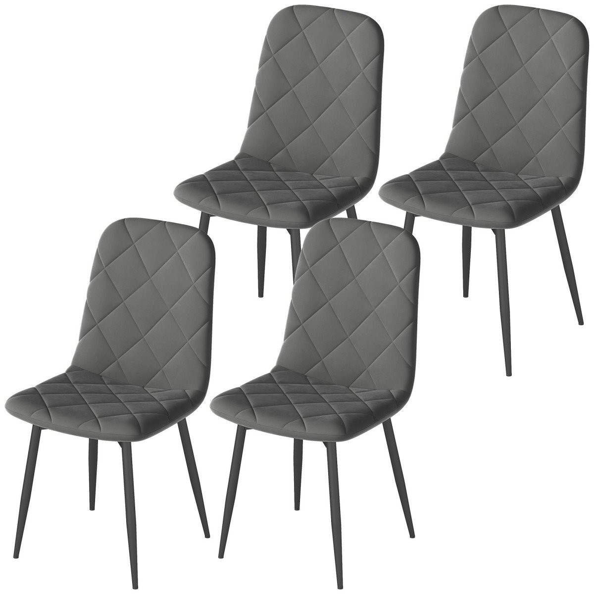 Dining Chairs Set of 4, Upholstered Dining Room Chairs with Steel Legs, Modern Kitchen Chair for Dining Room, Grey