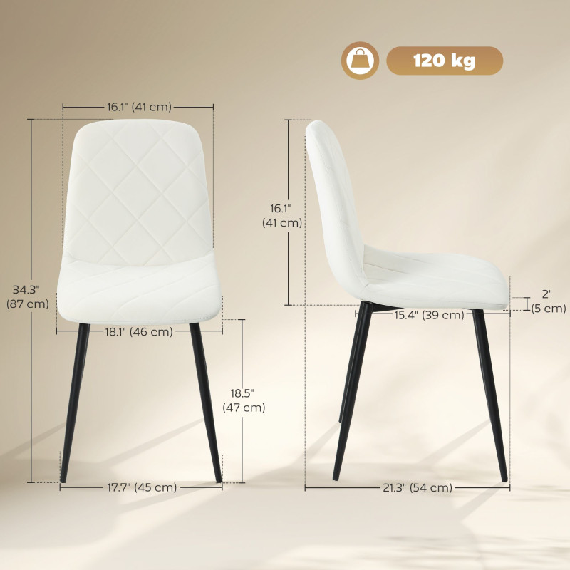 Dining Chairs Set of 4, Upholstered Dining Room Chairs with Steel Legs, Modern Kitchen Chair for Dining Room, Cream