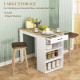 Bar Table with Drawer and 3 Storage Shelves, Bar Height Table, High Top Pub Table for Home Bar, Kitchen, Grey