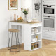 Bar Table with Drawer and 3 Storage Shelves, Bar Height Table, High Top Pub Table for Home Bar, Kitchen, Grey
