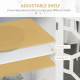 Kitchen Cart on Wheels, Rolling Kitchen Island with Drawer, Glass Door, Towel Rack and Adjustable Shelf, White
