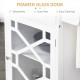 Kitchen Cart on Wheels, Rolling Kitchen Island with Drawer, Glass Door, Towel Rack and Adjustable Shelf, White