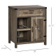 Rustic Barn Door Storage Cabinet Modern Farmhouse Buffet Sideboard for Kitchen & Dining Room  Dark Oak